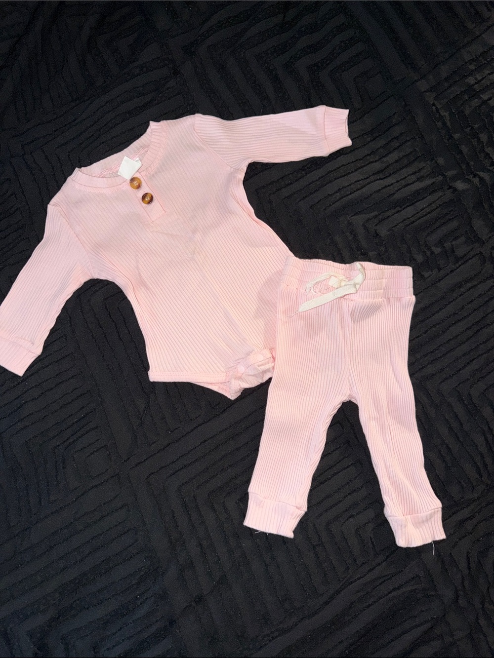 SHEIN Pink Ribbed Baby Two-Piece Set